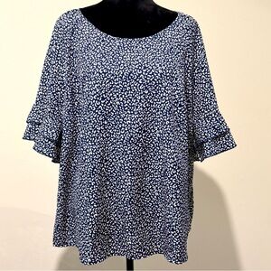 Leopard Print Ruffle Sleeve SHIEN Curve Blouse